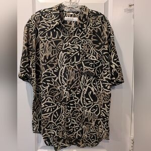 Vintage Axis 100% silk button-down collared shirt  Hawaiian print Large